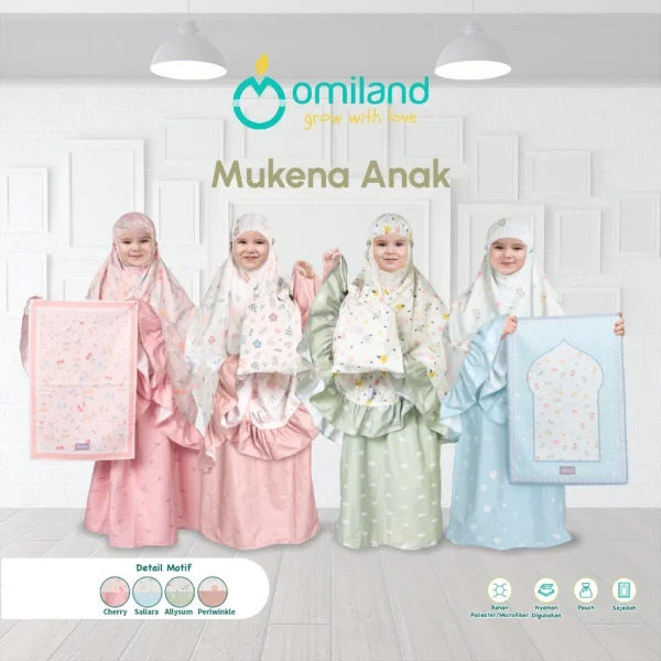 Omiland Mukena Anak + Sajadah Anak Travelling Free Pouch - Gambar 2